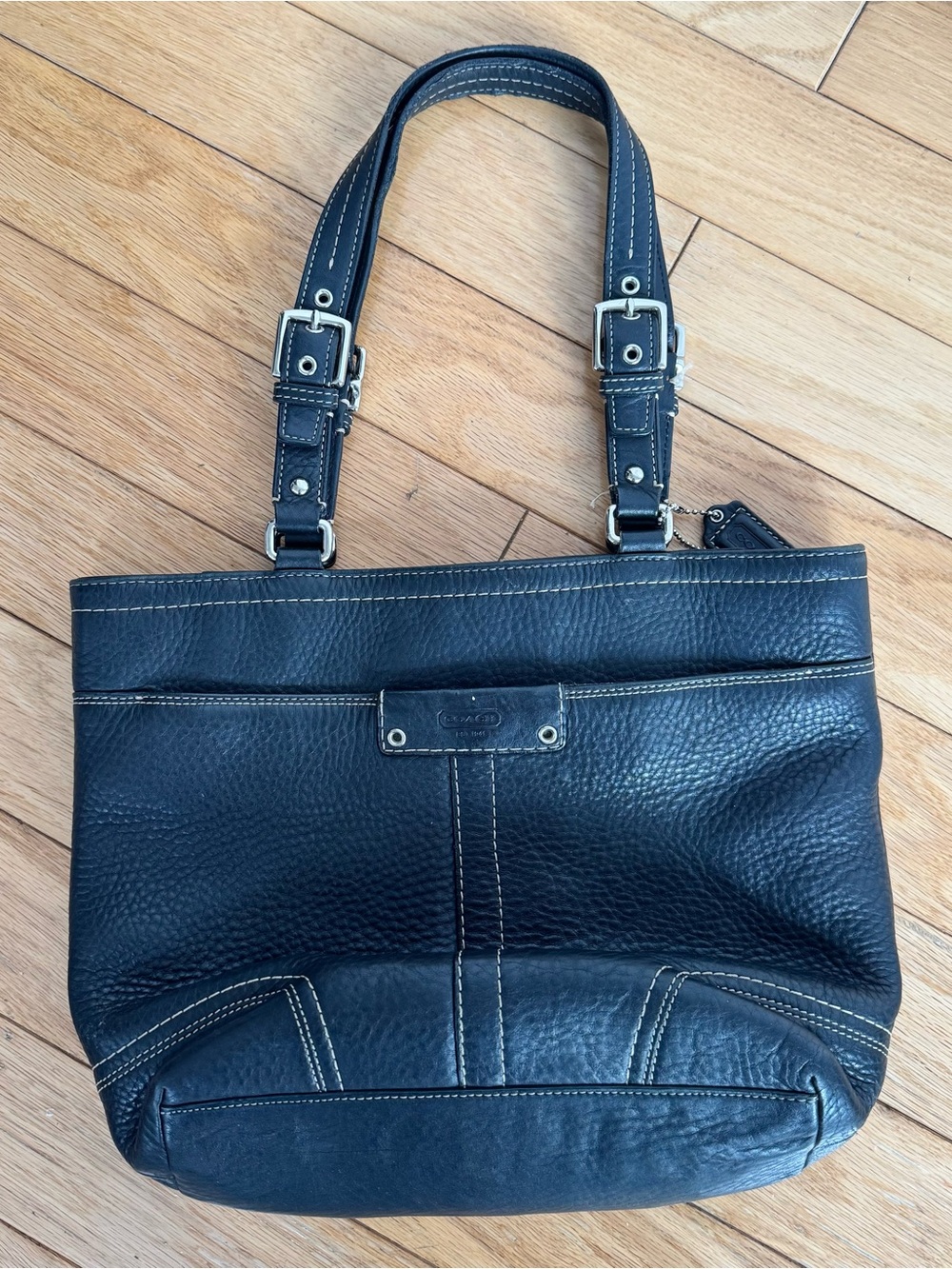 Coach Black Pebbled Leather Tote Shoulder Bag F13089